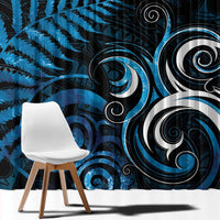 New Zealand Sea Week Window Curtain Maori Wave Pattern Ocean Blue LT05 - Polynesian Pride