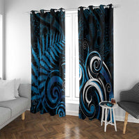 New Zealand Sea Week Window Curtain Maori Wave Pattern Ocean Blue LT05 With Grommets Blue - Polynesian Pride