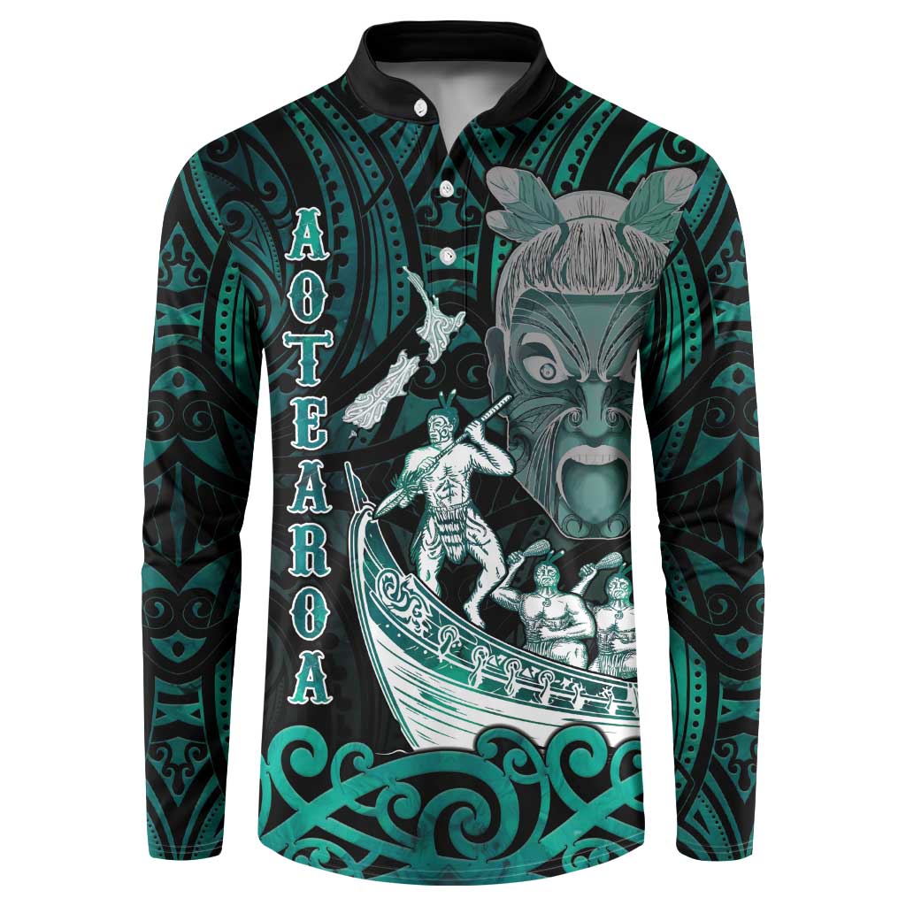 Personalised New Zealand Waka Racing Button Sweatshirt Maori Warriors LT05 Green - Polynesian Pride