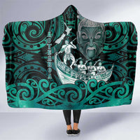 New Zealand Waka Racing Hooded Blanket Maori Warriors LT05 One Size Green - Polynesian Pride