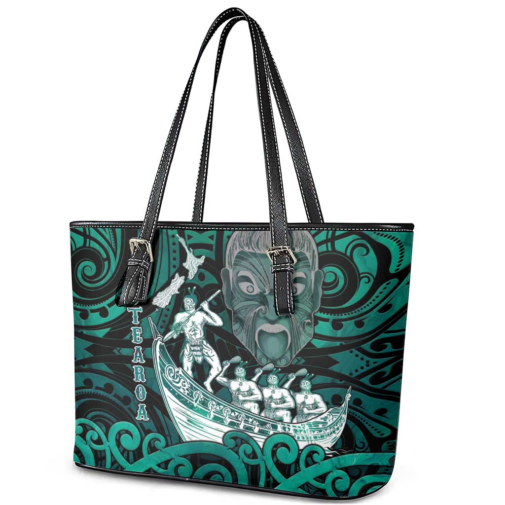 New Zealand Waka Racing Leather Tote Bag Maori Warriors
