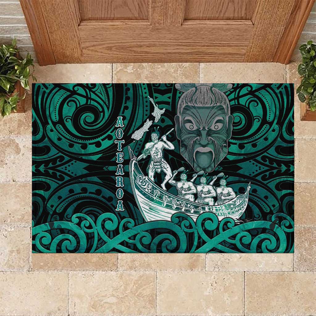 New Zealand Waka Racing Rubber Doormat Maori Warriors LT05 Green - Polynesian Pride