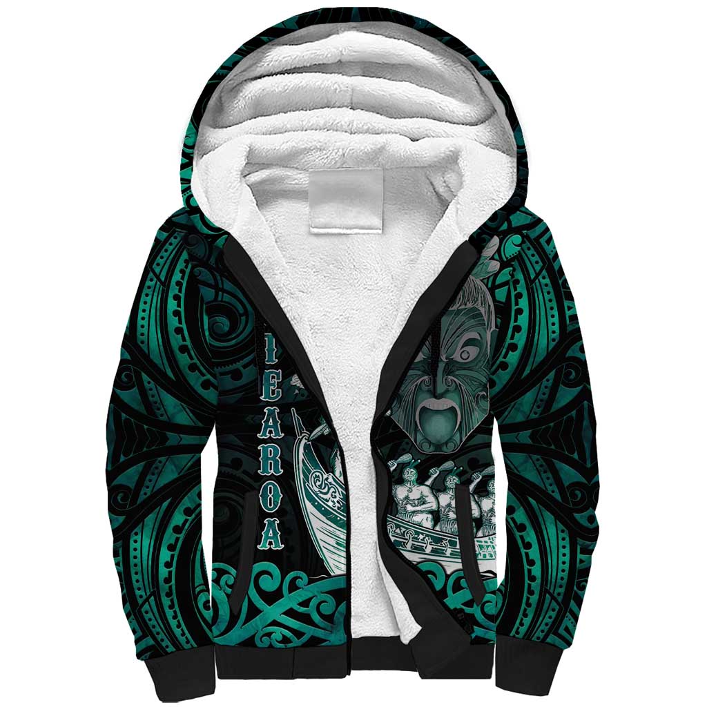 Personalised New Zealand Waka Racing Sherpa Hoodie Maori Warriors LT05 Unisex Green - Polynesian Pride