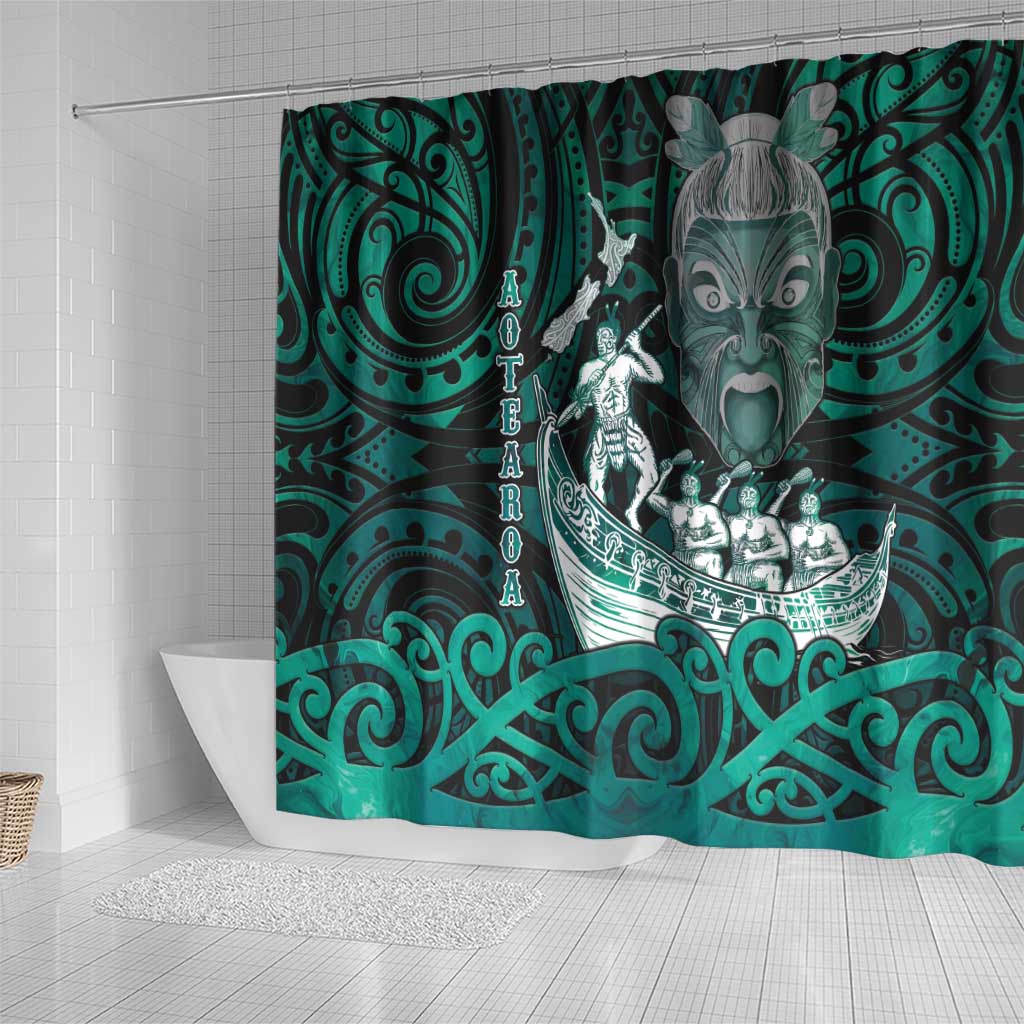 New Zealand Waka Racing Shower Curtain Maori Warriors