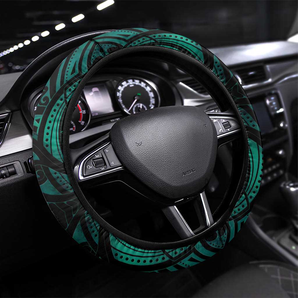 New Zealand Waka Racing Steering Wheel Cover Maori Warriors LT05 Universal Fit Green - Polynesian Pride