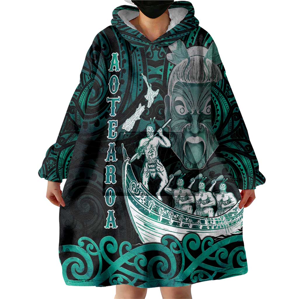 Personalised New Zealand Waka Racing Wearable Blanket Hoodie Maori Warriors LT05 - Polynesian Pride