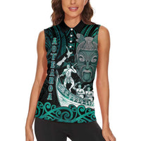 Personalised New Zealand Waka Racing Women Sleeveless Polo Shirt Maori Warriors