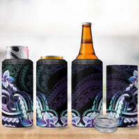Polynesian Art Tattoo 4 in 1 Can Cooler Tumbler Plumeria Flowers Turquoise Gradient LT05 - Polynesian Pride