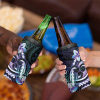 Polynesian Art Tattoo 4 in 1 Can Cooler Tumbler Plumeria Flowers Turquoise Gradient LT05 - Polynesian Pride