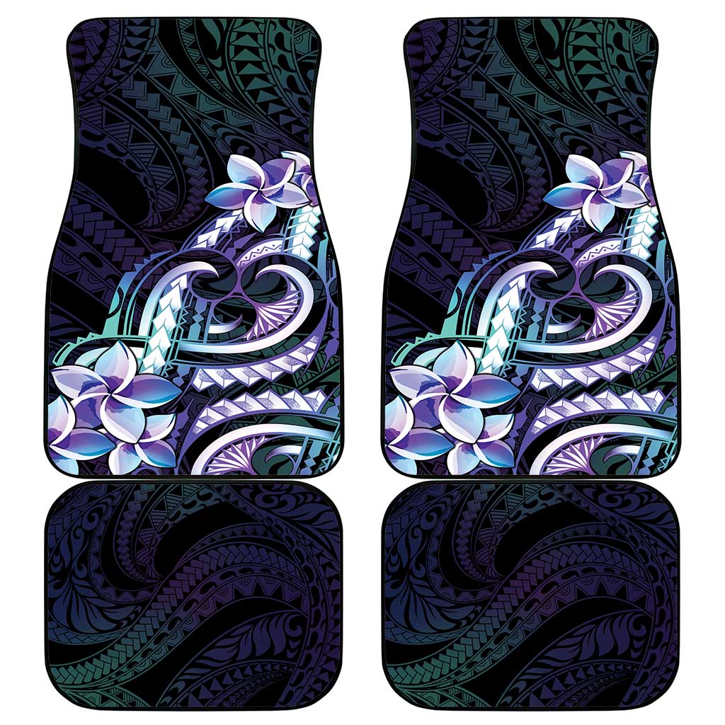 Polynesian Art Tattoo Car Mats Plumeria Flowers Turquoise Gradient LT05 - Polynesian Pride