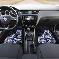 Polynesian Art Tattoo Car Mats Plumeria Flowers Turquoise Gradient LT05 Set 2pcs - Front Turquoise - Polynesian Pride
