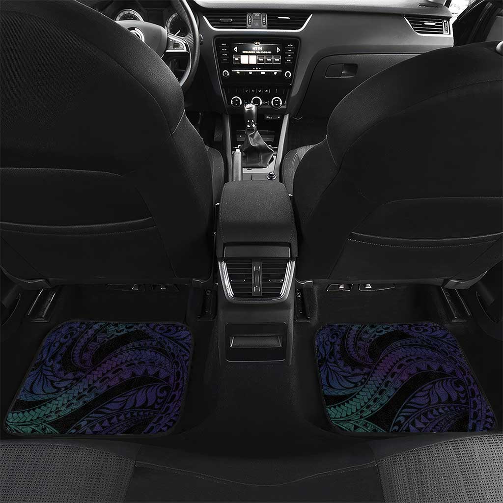 Polynesian Art Tattoo Car Mats Plumeria Flowers Turquoise Gradient LT05 Set 2pcs - Back Turquoise - Polynesian Pride