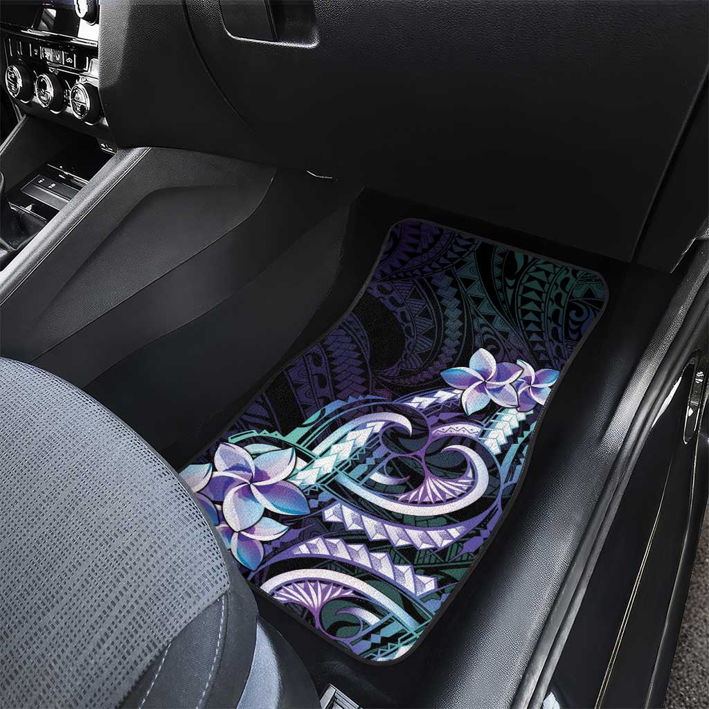 Polynesian Art Tattoo Car Mats Plumeria Flowers Turquoise Gradient LT05 - Polynesian Pride