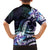 Polynesian Art Tattoo Family Matching Off The Shoulder Long Sleeve Dress and Hawaiian Shirt Plumeria Flowers Turquoise Gradient