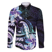 Polynesian Art Tattoo Family Matching Puletasi and Hawaiian Shirt Plumeria Flowers Turquoise Gradient