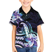 Polynesian Art Tattoo Family Matching Summer Maxi Dress and Hawaiian Shirt Plumeria Flowers Turquoise Gradient