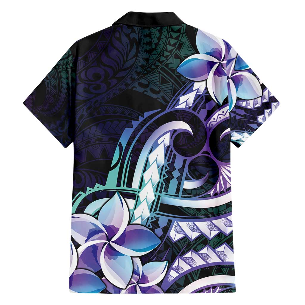 Polynesian Art Tattoo Hawaiian Shirt Plumeria Flowers Turquoise Gradient LT05 - Polynesian Pride
