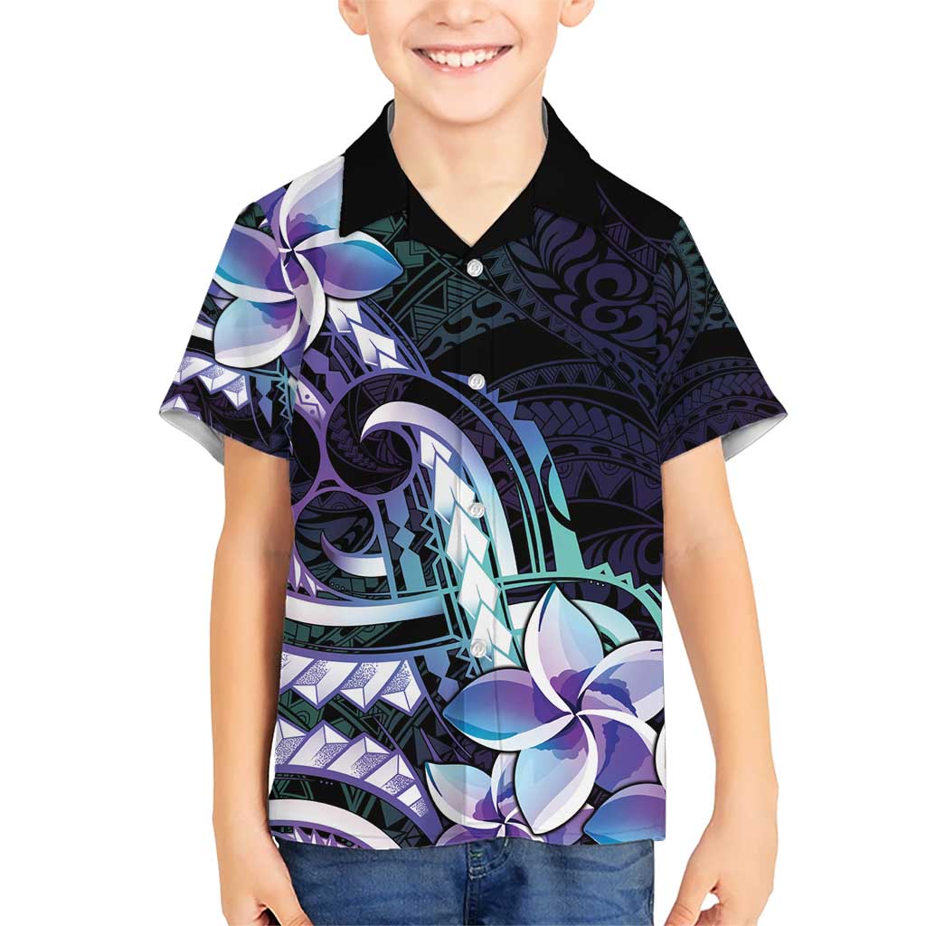 Polynesian Art Tattoo Hawaiian Shirt Plumeria Flowers Turquoise Gradient LT05 - Polynesian Pride