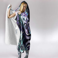 Polynesian Art Tattoo Hooded Blanket Plumeria Flowers Turquoise Gradient LT05 - Polynesian Pride