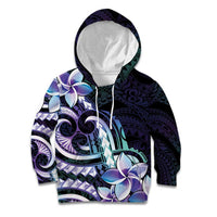 Polynesian Art Tattoo Kid Hoodie Plumeria Flowers Turquoise Gradient