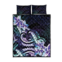 Polynesian Art Tattoo Quilt Bed Set Plumeria Flowers Turquoise Gradient LT05 - Polynesian Pride