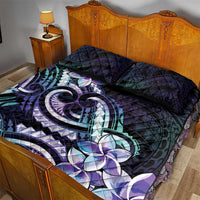 Polynesian Art Tattoo Quilt Bed Set Plumeria Flowers Turquoise Gradient LT05 - Polynesian Pride