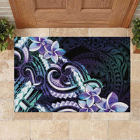 Polynesian Art Tattoo Rubber Doormat Plumeria Flowers Turquoise Gradient LT05 Turquoise - Polynesian Pride