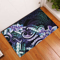 Polynesian Art Tattoo Rubber Doormat Plumeria Flowers Turquoise Gradient LT05 - Polynesian Pride