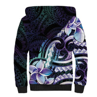 Polynesian Art Tattoo Sherpa Hoodie Plumeria Flowers Turquoise Gradient LT05 - Polynesian Pride