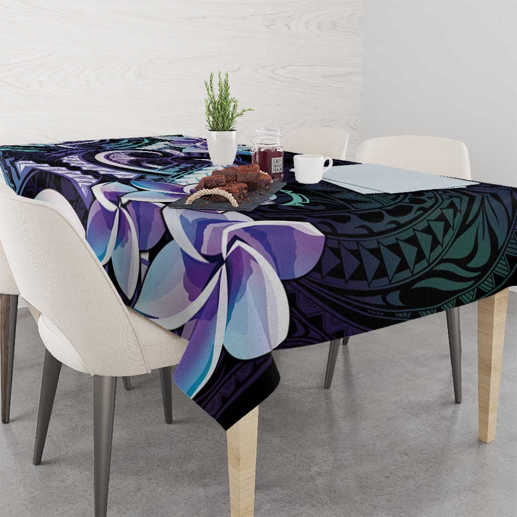 Polynesian Art Tattoo Tablecloth Plumeria Flowers Turquoise Gradient LT05 - Polynesian Pride