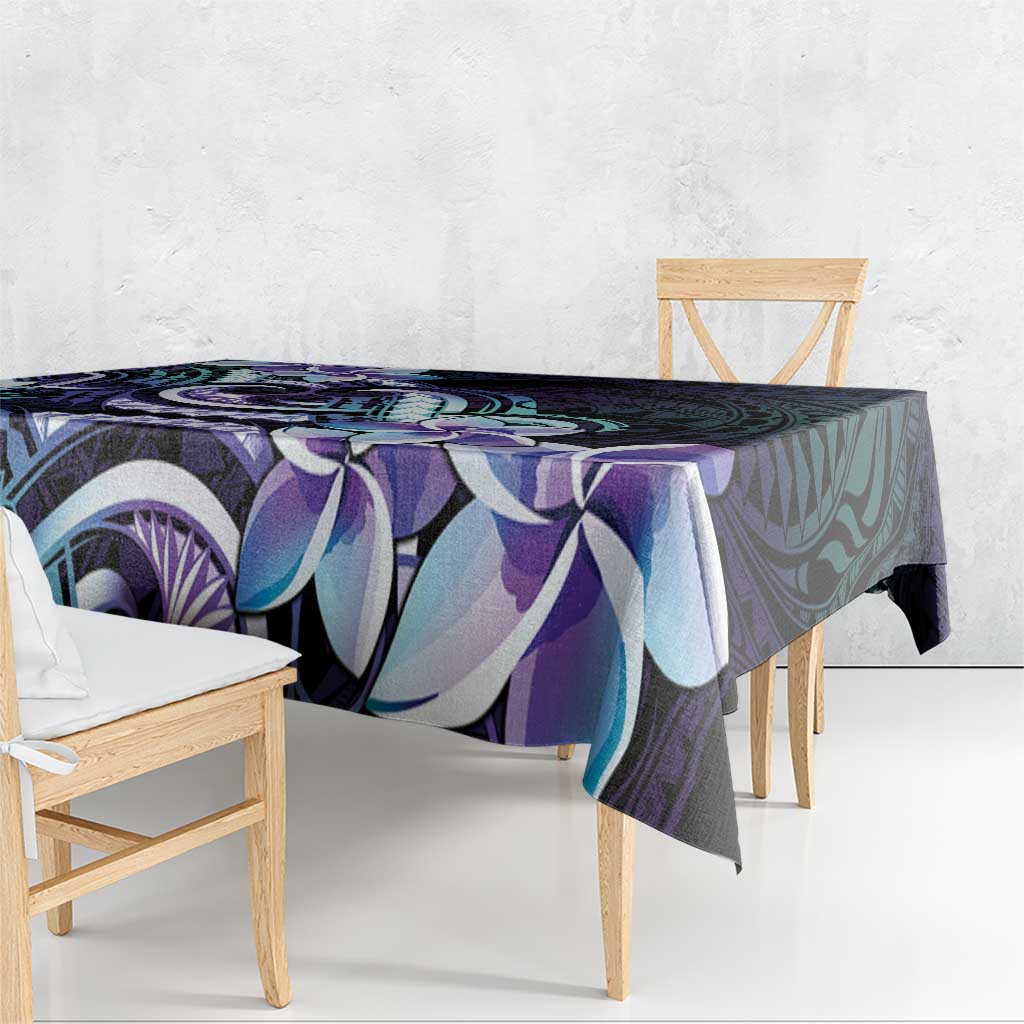 Polynesian Art Tattoo Tablecloth Plumeria Flowers Turquoise Gradient LT05 - Polynesian Pride