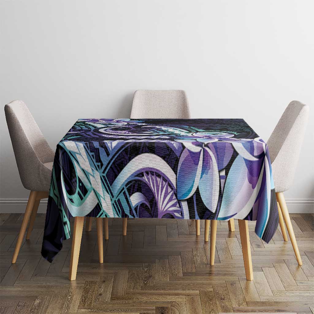 Polynesian Art Tattoo Tablecloth Plumeria Flowers Turquoise Gradient LT05 - Polynesian Pride