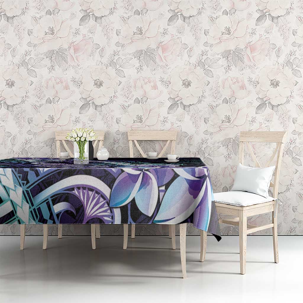 Polynesian Art Tattoo Tablecloth Plumeria Flowers Turquoise Gradient LT05 - Polynesian Pride