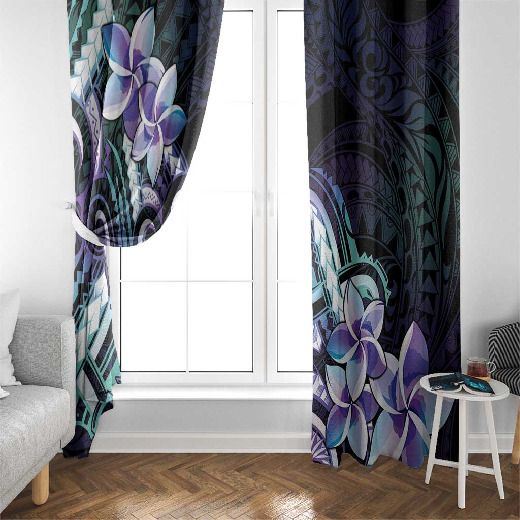 Polynesian Art Tattoo Window Curtain Plumeria Flowers Turquoise Gradient LT05 - Polynesian Pride