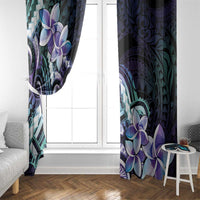 Polynesian Art Tattoo Window Curtain Plumeria Flowers Turquoise Gradient LT05 - Polynesian Pride