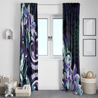 Polynesian Art Tattoo Window Curtain Plumeria Flowers Turquoise Gradient LT05 - Polynesian Pride