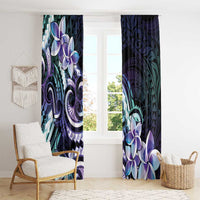Polynesian Art Tattoo Window Curtain Plumeria Flowers Turquoise Gradient LT05 - Polynesian Pride