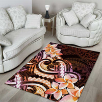 Polynesian Art Tattoo Area Rug Plumeria Flowers Peach Gradient