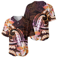 Polynesian Art Tattoo Baseball Jersey Plumeria Flowers Peach Gradient