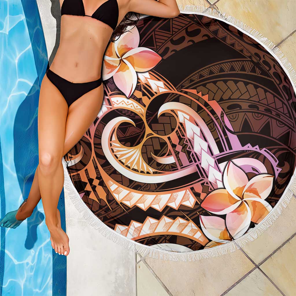 Polynesian Art Tattoo Beach Blanket Plumeria Flowers Peach Gradient LT05 - Polynesian Pride