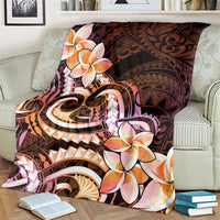 Polynesian Art Tattoo Blanket Plumeria Flowers Peach Gradient LT05 - Polynesian Pride