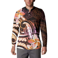 Polynesian Art Tattoo Button Sweatshirt Plumeria Flowers Peach Gradient LT05 - Polynesian Pride