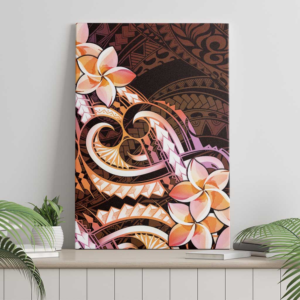 Polynesian Art Tattoo Canvas Wall Art Plumeria Flowers Peach Gradient LT05 - Polynesian Pride