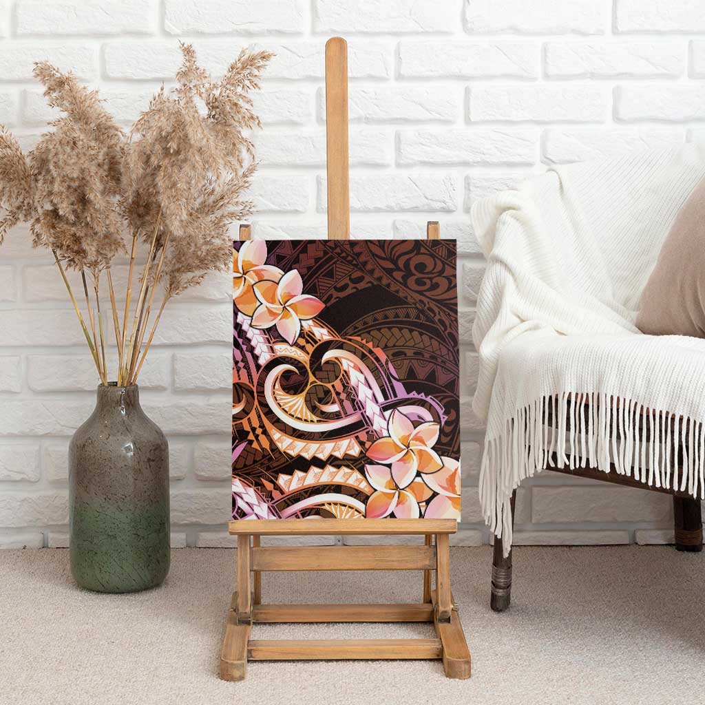 Polynesian Art Tattoo Canvas Wall Art Plumeria Flowers Peach Gradient LT05 - Polynesian Pride