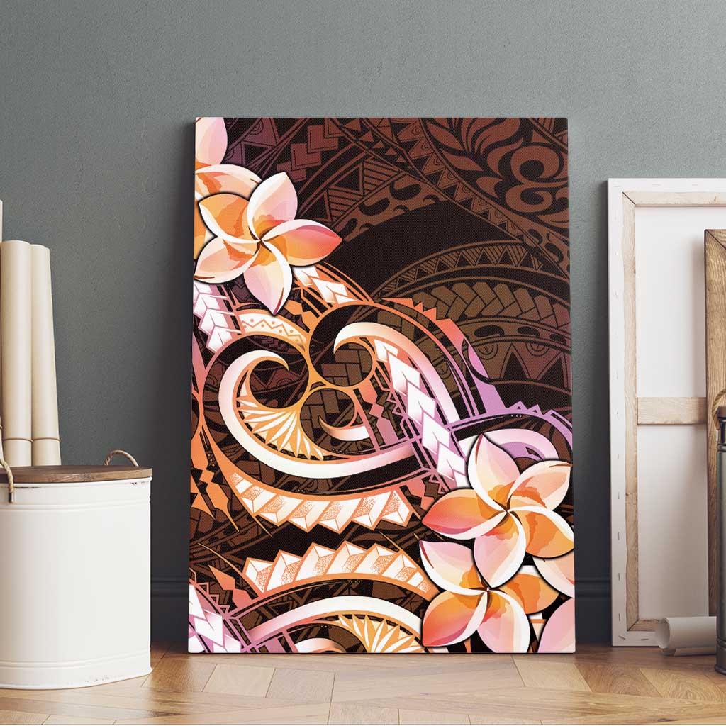 Polynesian Art Tattoo Canvas Wall Art Plumeria Flowers Peach Gradient LT05 - Polynesian Pride