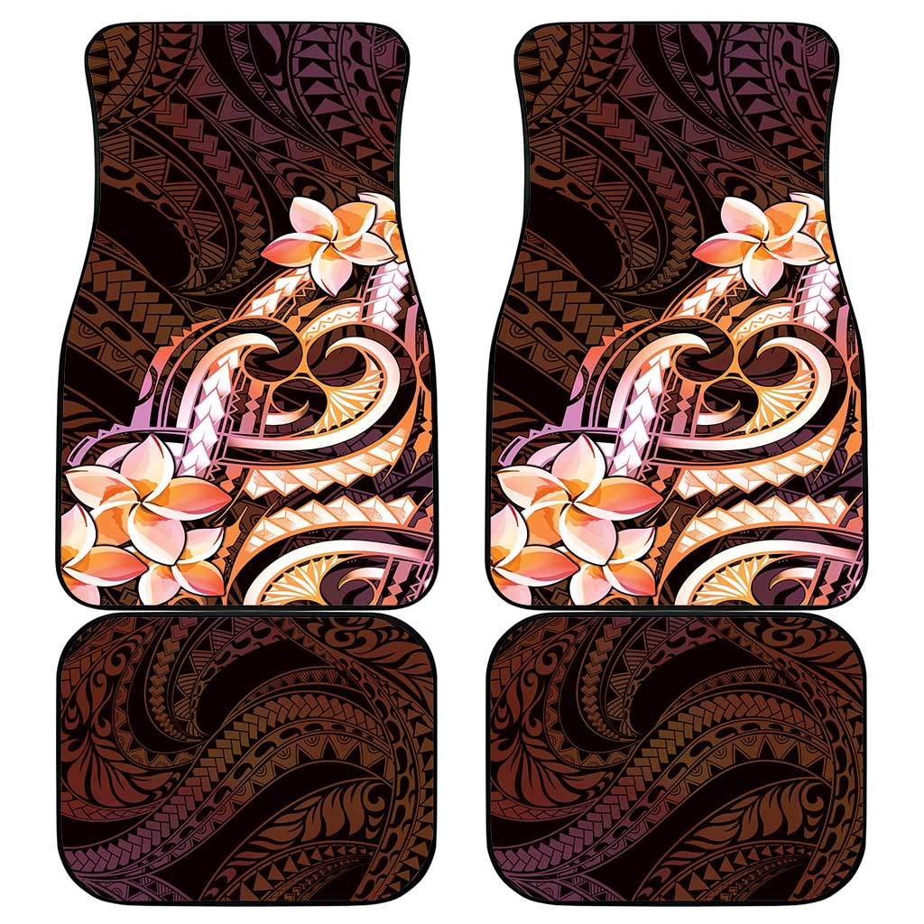 Polynesian Art Tattoo Car Mats Plumeria Flowers Peach Gradient LT05 - Polynesian Pride