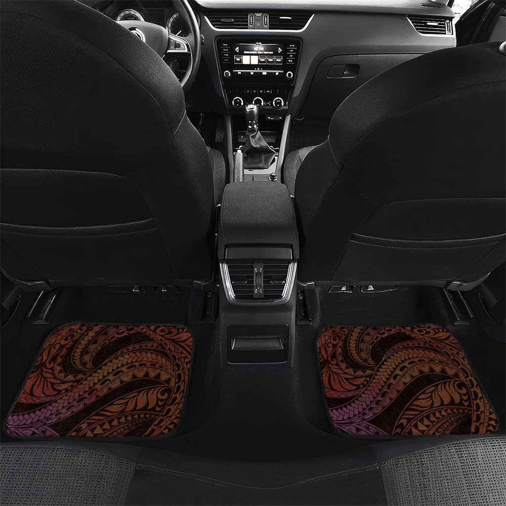 Polynesian Art Tattoo Car Mats Plumeria Flowers Peach Gradient LT05 Set 2pcs - Back Peach - Polynesian Pride