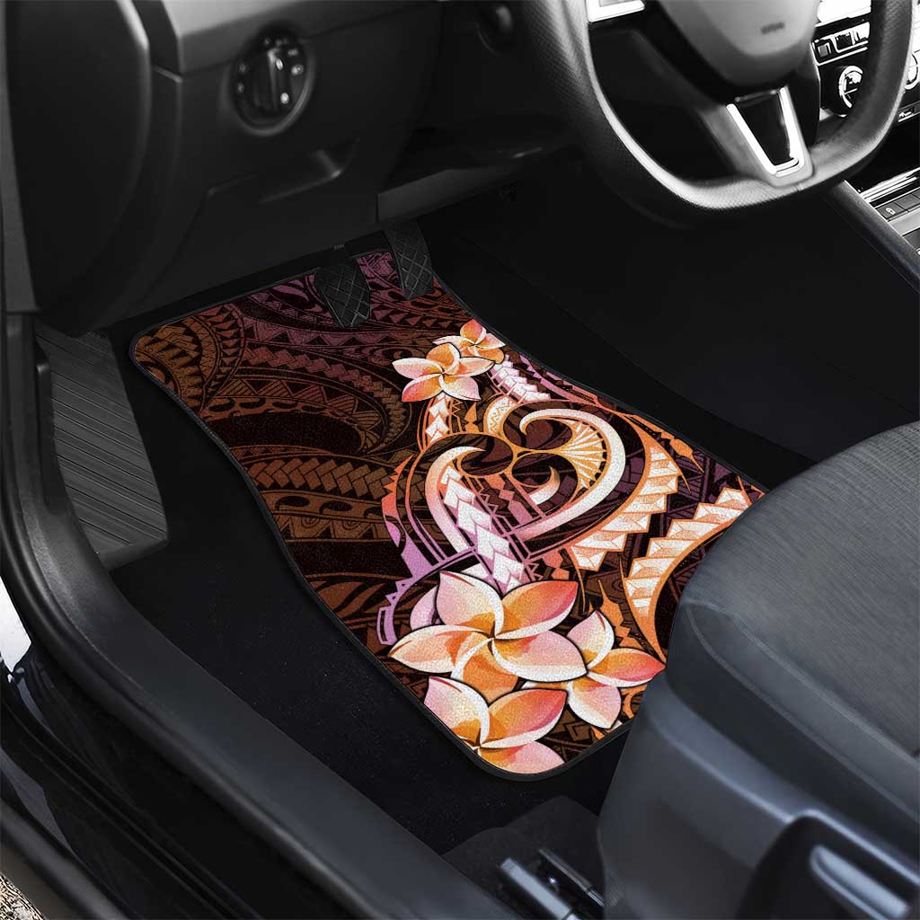 Polynesian Art Tattoo Car Mats Plumeria Flowers Peach Gradient LT05 - Polynesian Pride