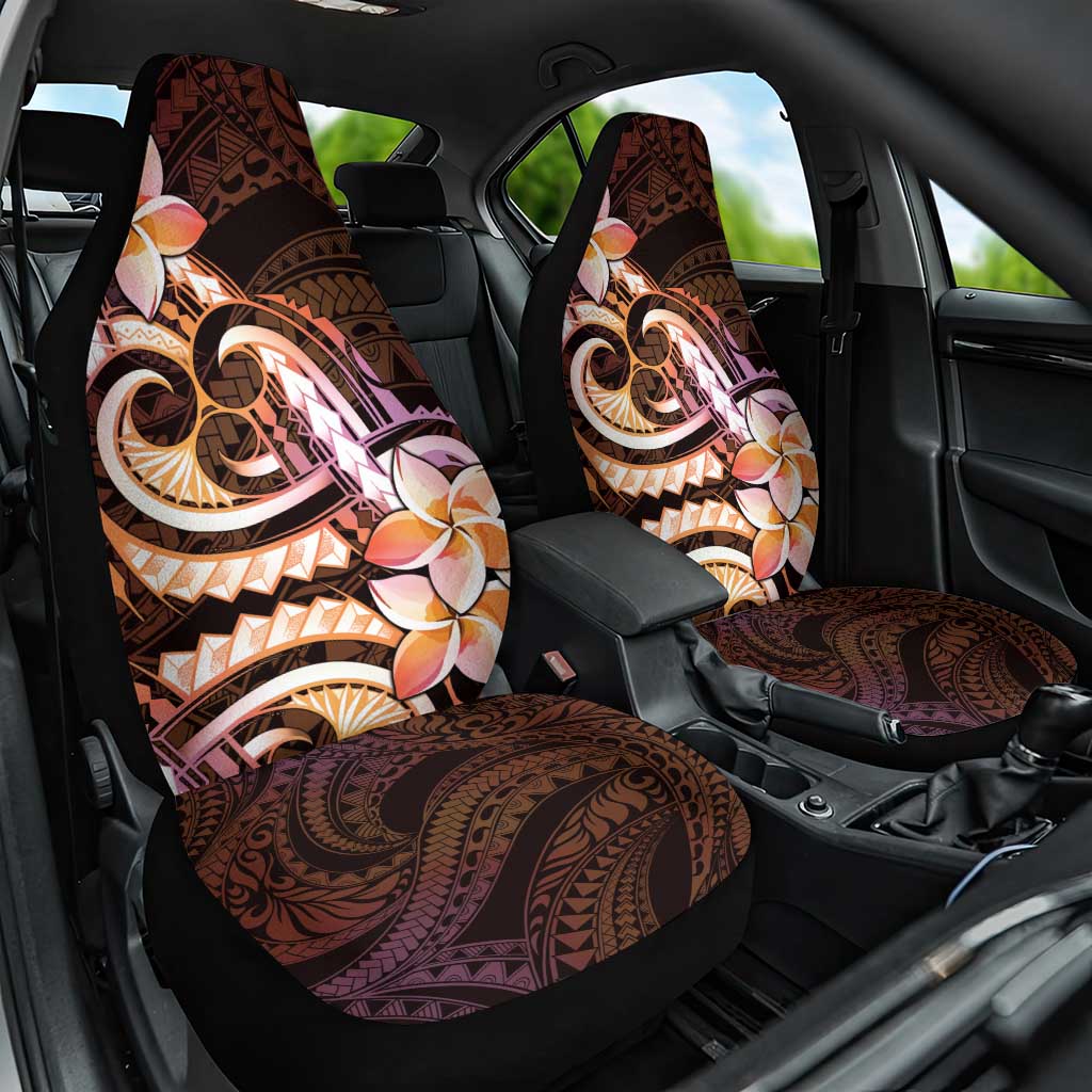 Polynesian Art Tattoo Car Seat Cover Plumeria Flowers Peach Gradient