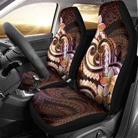 Polynesian Art Tattoo Car Seat Cover Plumeria Flowers Peach Gradient